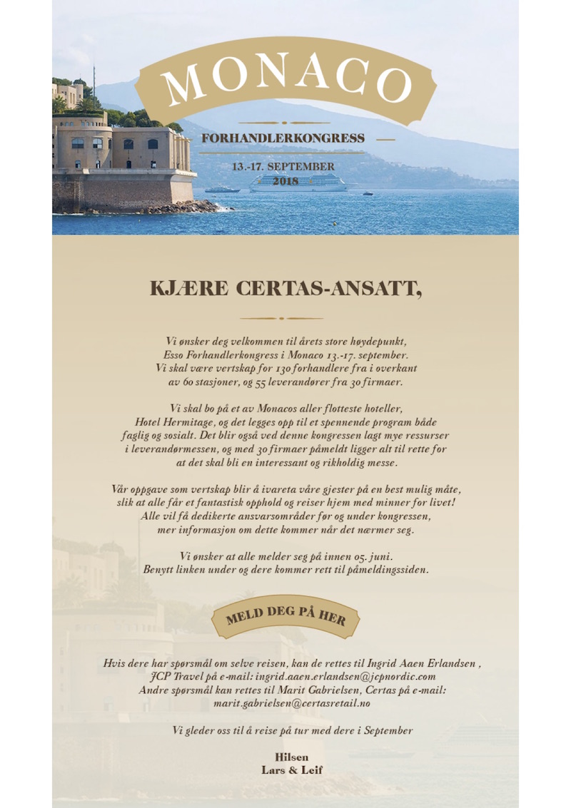 Monaco - ansatte påmelding