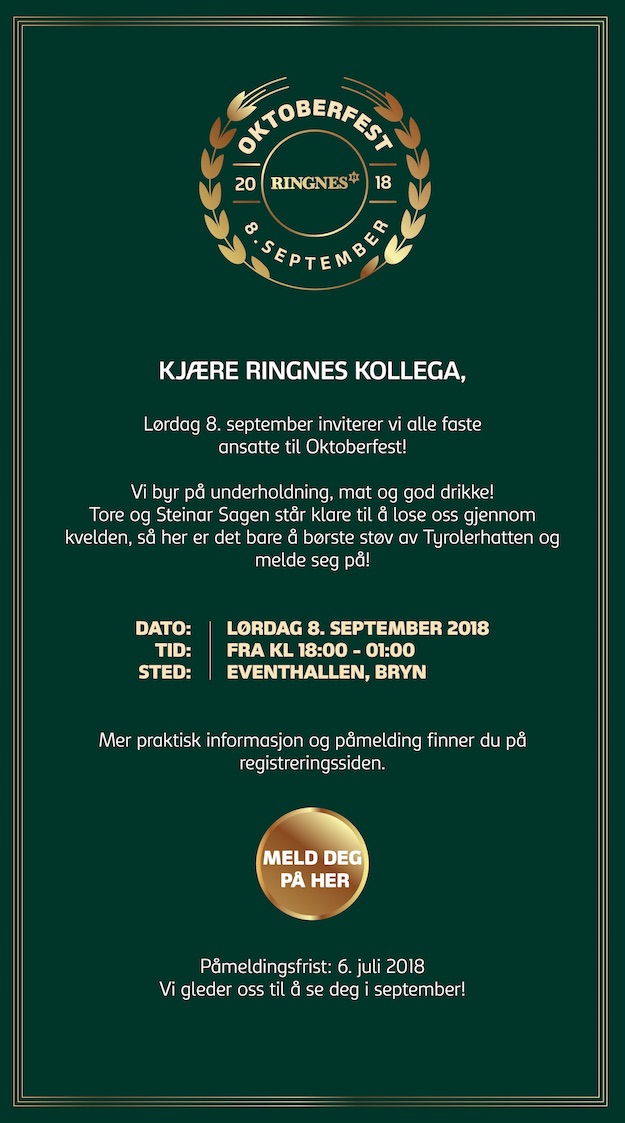 Invitasjon til Oktoberfest 2018