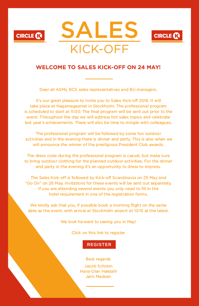 It's our great pleasure to invite you to Sales Kick-off 2016.