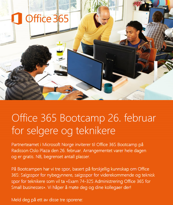 Office 365 bootcamp 26. februar for selgere og teknikere