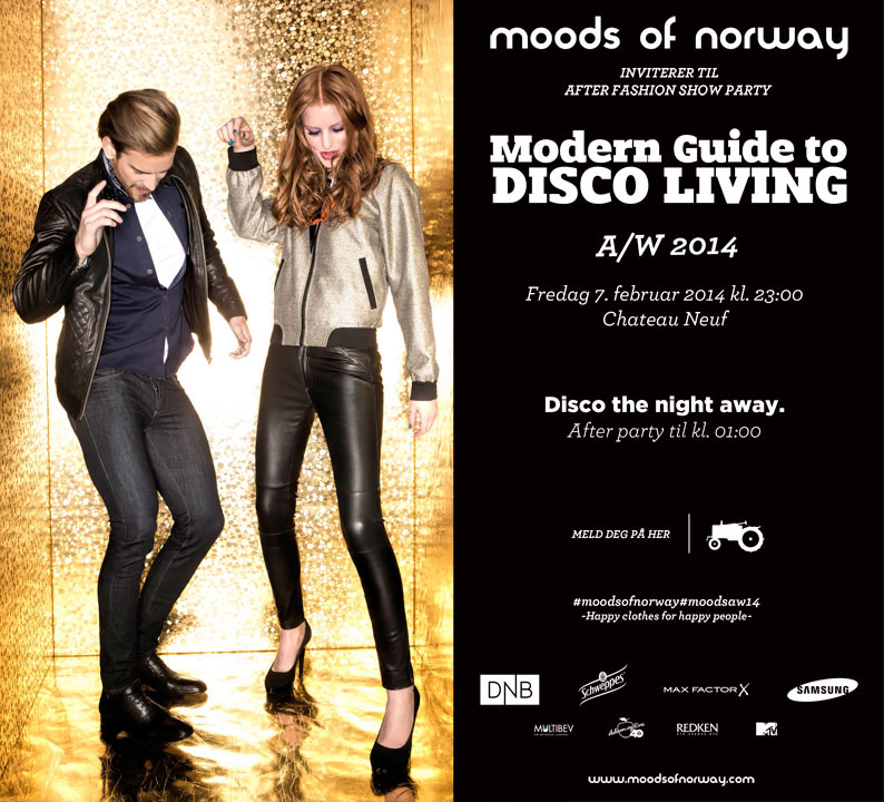 Modern guide to DISCO LIVING. Fredag 7. februar 2014 kl. 23:00 Chateau Neuf. Visningen starter kl. 22:00, Aldersgrense 20 år. Disco the night  away. After party til kl. 01:00. Meld deg på her