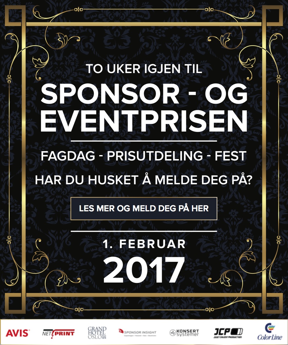 Har du husket å melde deg på Sponsor- og Eventprisen?