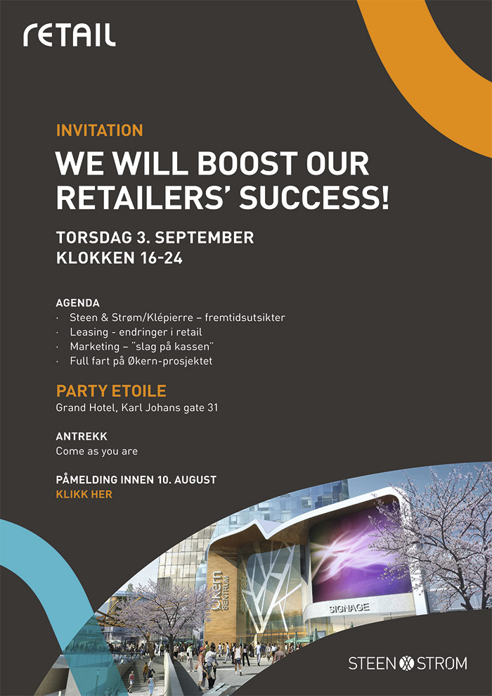 Invitation. We will boost out retailers' success! Torsdag 3. September, Klokken 16-24