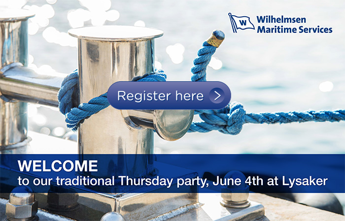 Wilhelmsen Maritime Services. Welcome to our traditional Thursday party, June 4th at Lysaker - Register here